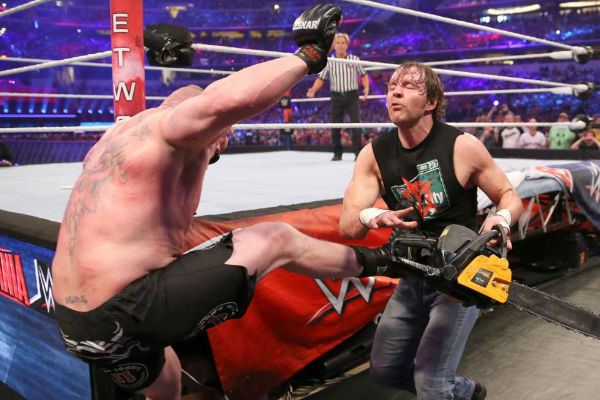 Ambrose Chainsaw vs Lesnar